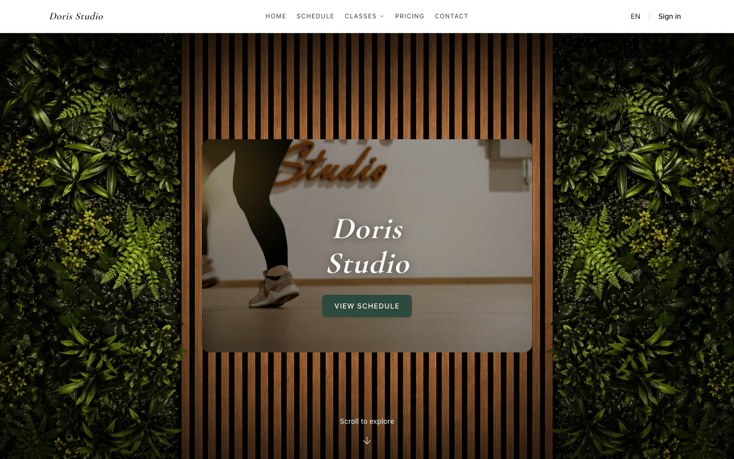 Doris Studio homepage template powered by Studio OS