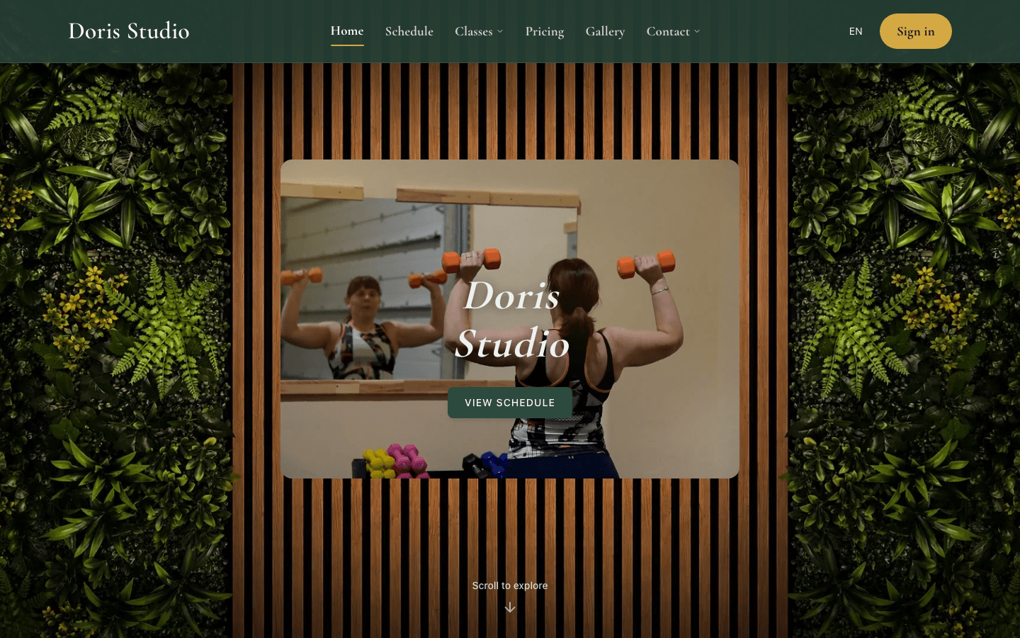 The Doris Studio site running on Studio OS, shown in a desktop browser.