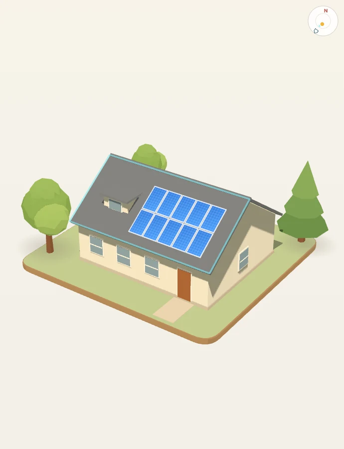 Solar-Demo: ein beispielhaftes Haus mit Modulen auf dem Dach